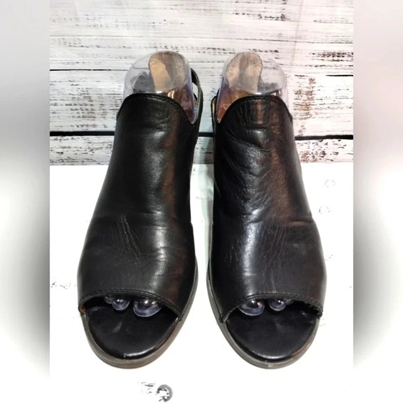 Lucky Barino Bootie Black size 8 Dressy Neutral Heel‎ Open Toe Office Leather - Picture 3 of 6